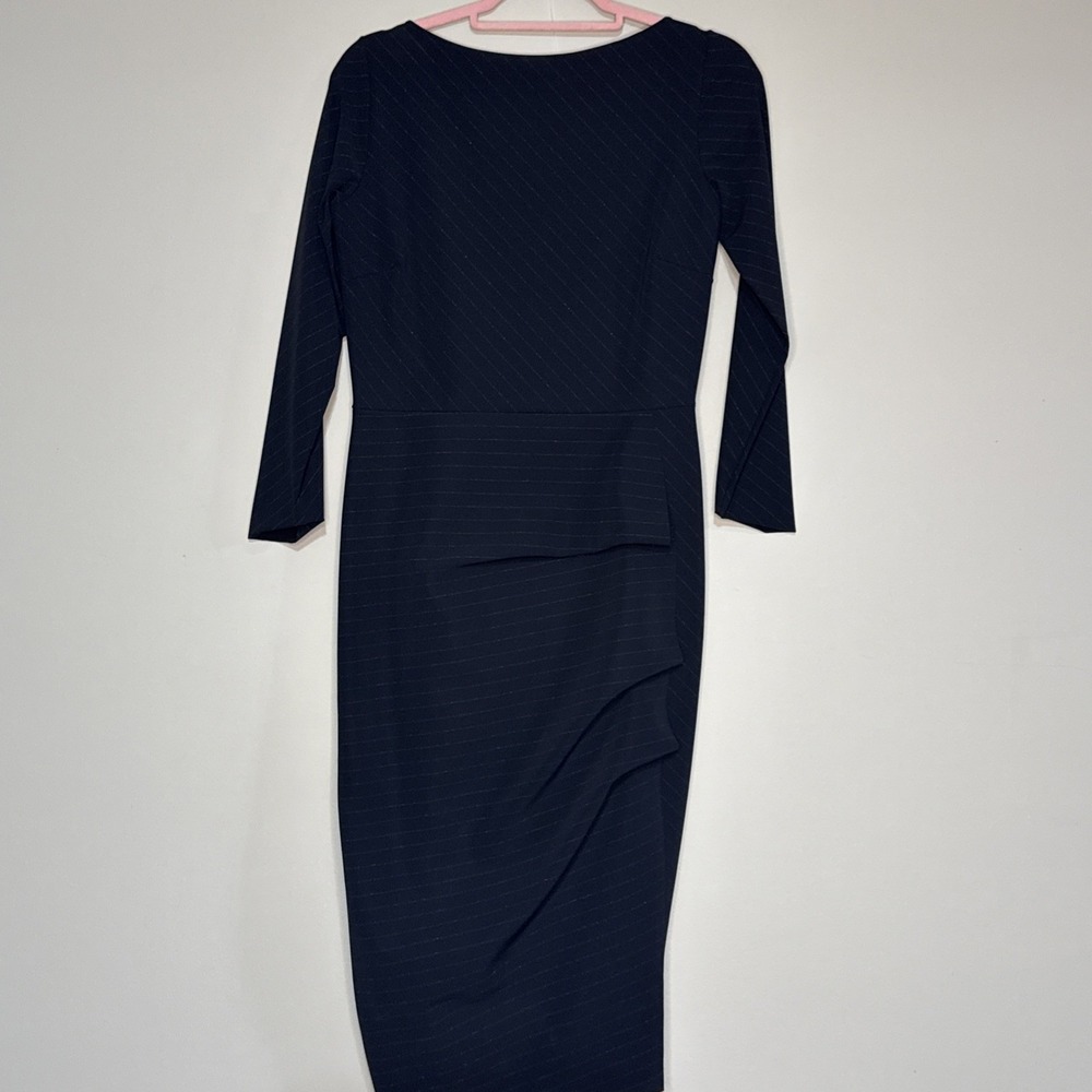 Chiara Boni Katine Flannel Pinstripe Print Dress Black Size 46IT 10US